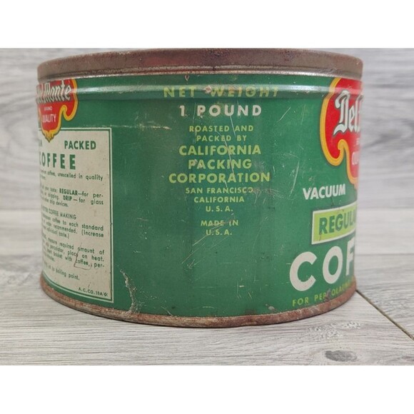 Vintage Del Monte 1 LB Coffee Can Has Patina - Picture 6 of 10